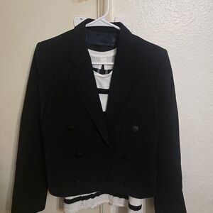 Zara Black Double-Breasted Cropped Blazer